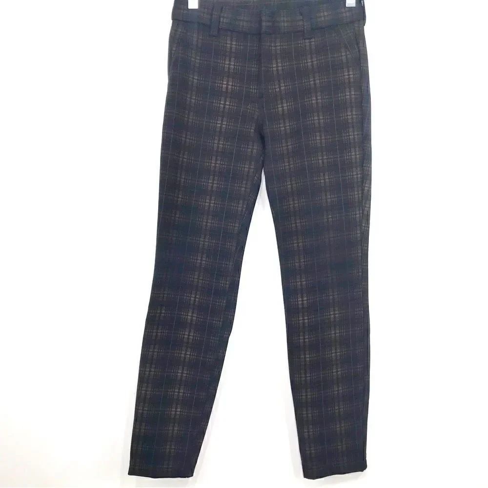 Kut From The Cloth Brown Black Dark Plaid Skinny Comfort Stretch Pants